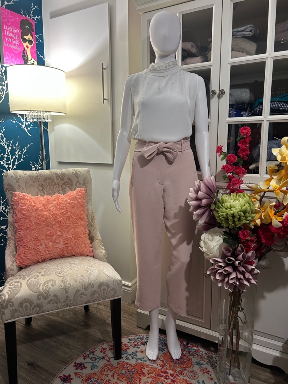 Wilfred Blush Pink High-Waist Bow-Tie Cropped Pants